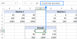 subtraction formula in excel