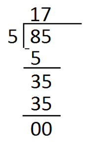 85 divided by 5